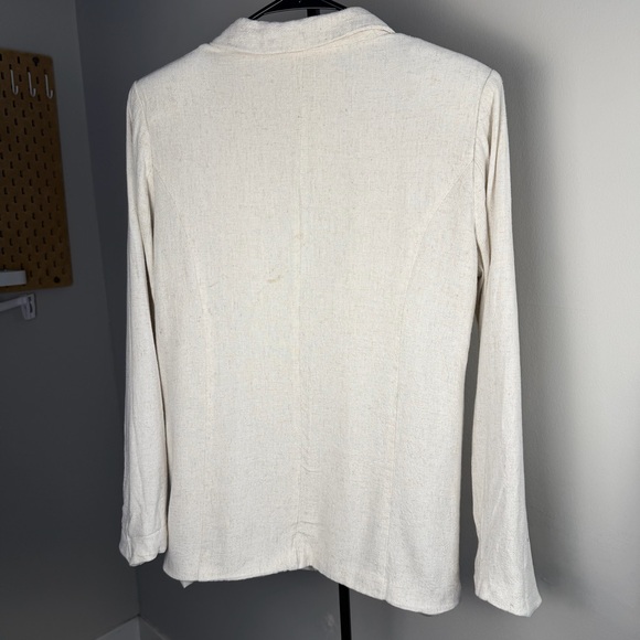 Halogen Cream Single-Button Textured Blazer - Picture 3 of 6